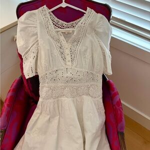 LoveShackFancy White Lace Mini Dress